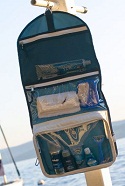 Personalized Sail cloth hanging toileries kit is a great boater gift